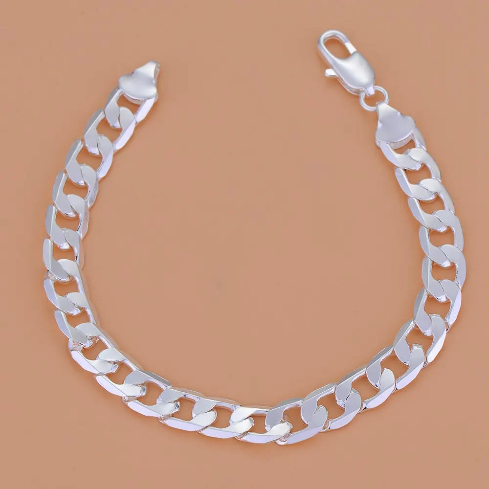 Bracelet Charm en Argent Sterling 925 – Chaîne Perlée Romantique pour Femme