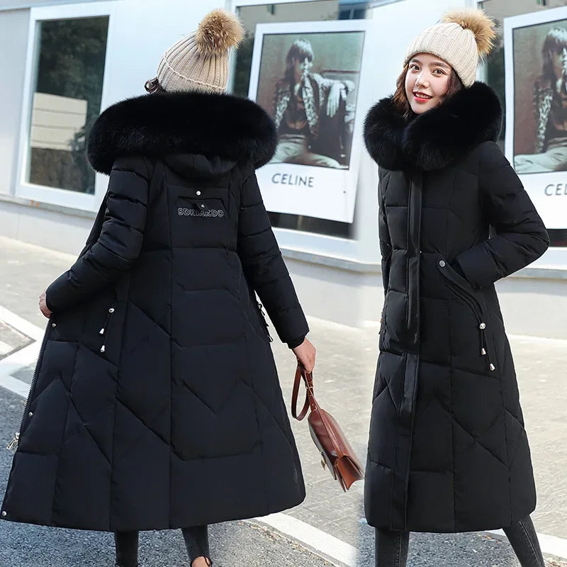 Parka d'Hiver Mi-Longue Femme – Manteau Matelassé à Capuche Col Fourrure, Chaud & Élégant