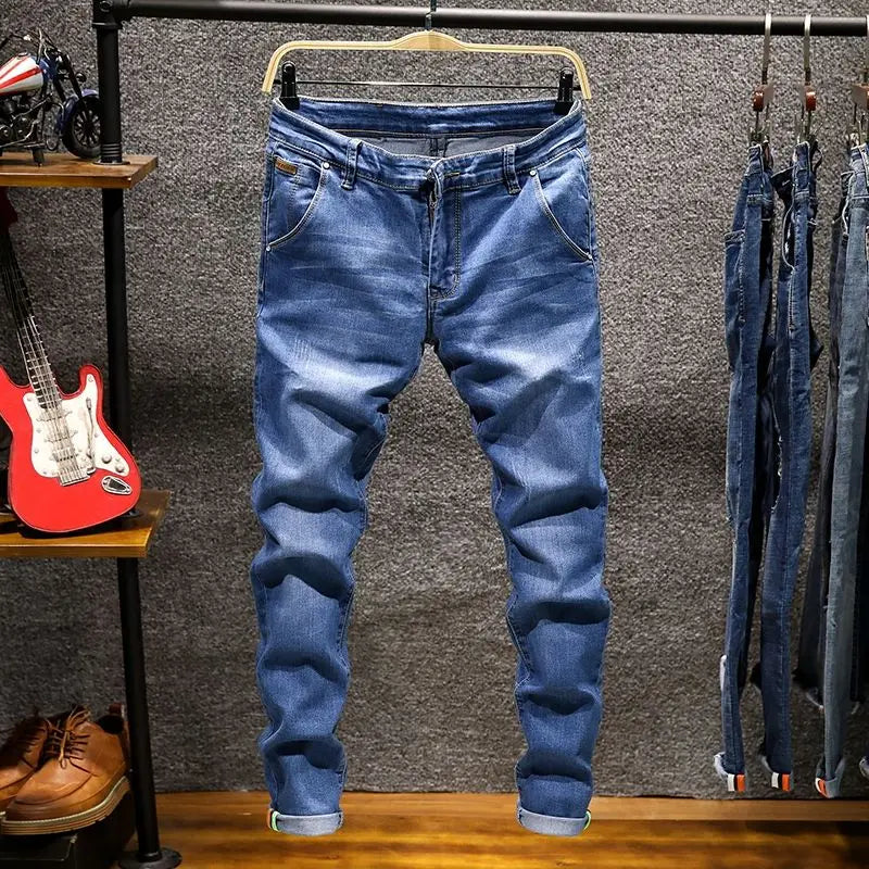 Jean Slim Straight Élastique Homme Ripped Délavé American Korean Style 9 Coloris Tailles 28-38