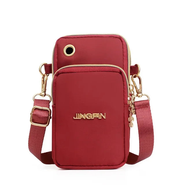 Mobile Phone Crossbody Bags for Women Shoulder Bag Fashion Cell Phone Pouch With Headphone Plug 3 Layer Wallet