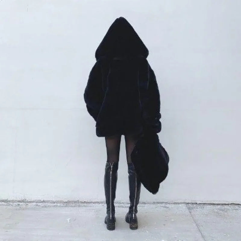 Veste Oversize Y2K en Fausse Fourrure – Style Coréen Vintage Streetwear Femme