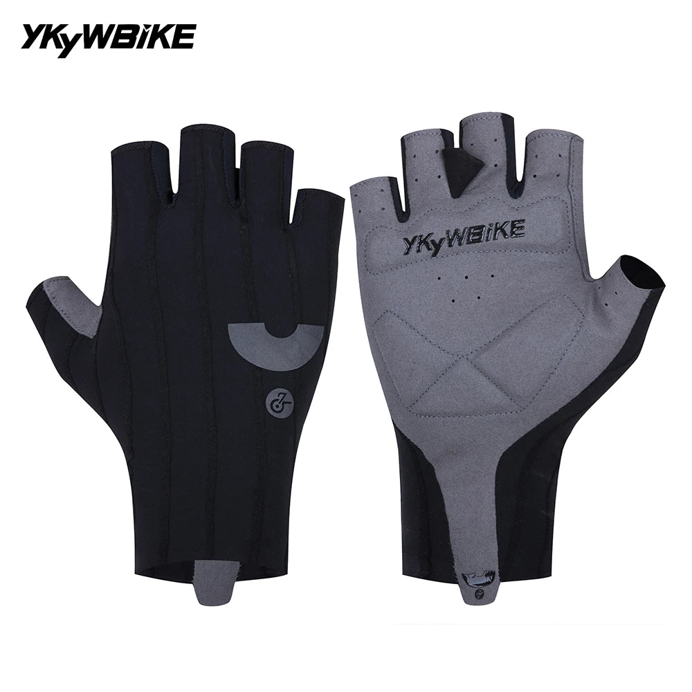 Gants de Cyclisme d'Été YKYWBIKE – Mi-Doigts, Tissu Aérodynamique Rayé, Anti-Chocs, Route & VTT