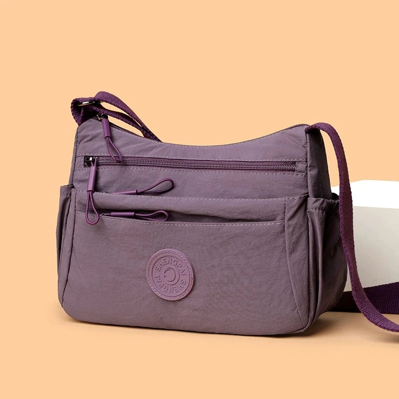 Sac Bandoulière Femme Multi-Poches – Nylon Léger, Casual & Polyvalent
