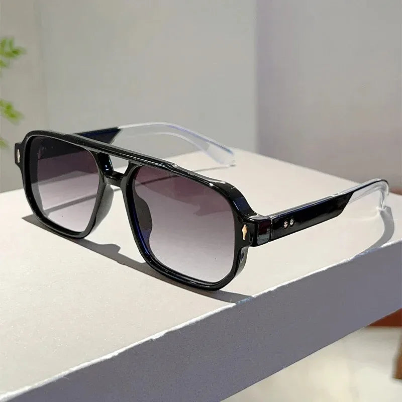 Lunettes de Soleil Vintage Double Pont Carrées UV400 – Femme & Homme