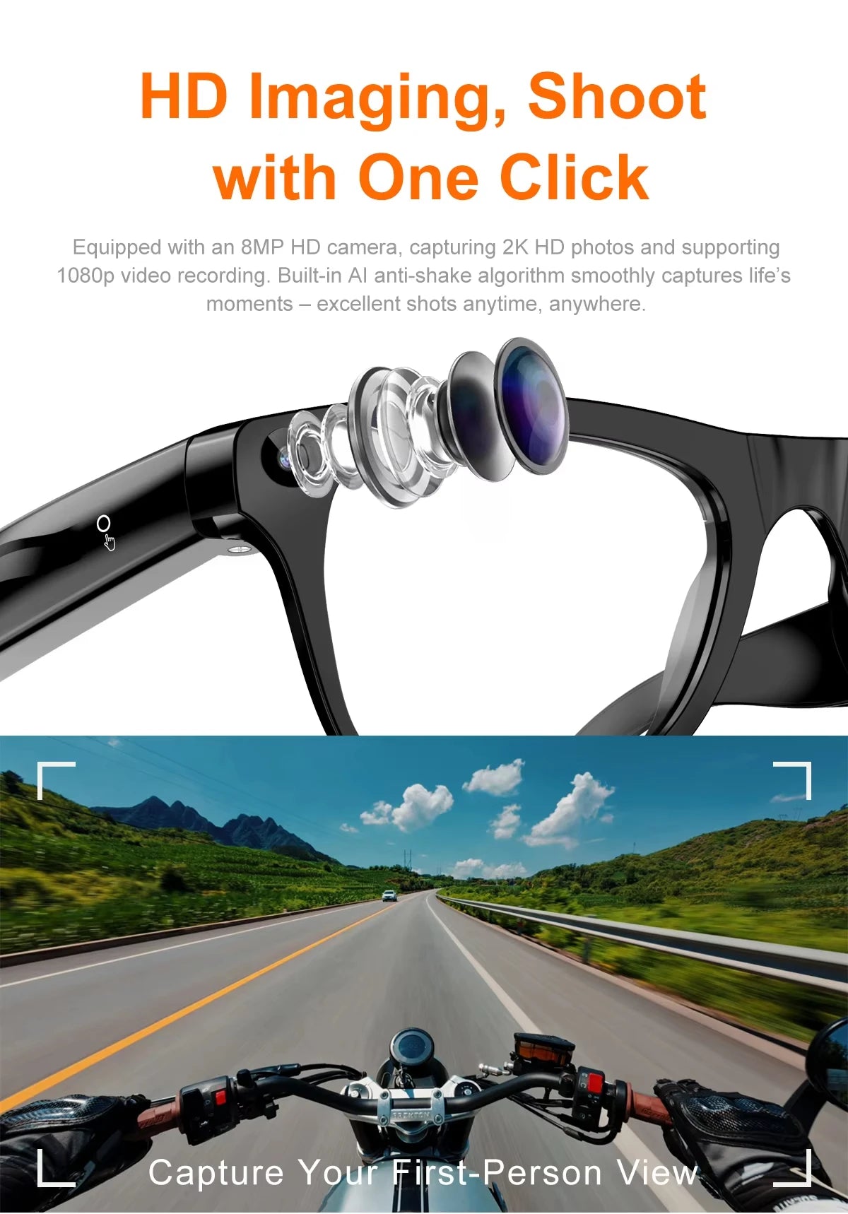 Lenovo Upgrade Smart AI Glasses 800W HD 8K Shooting Camera Photo Video Voice Call Translation Bluetooth AI Smart Glasses