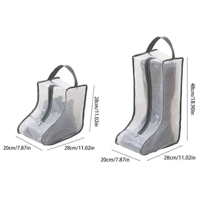 Winter Shoes Dust Cover Mesh Transparent Shoe and Boot Storage Bag with Zipper Portable Travel Dust Organizer Protector Bag