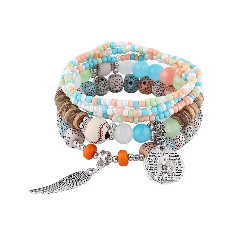 Set Bracelets Femme Bohème Arbre de Vie – Perles Bois & Glands