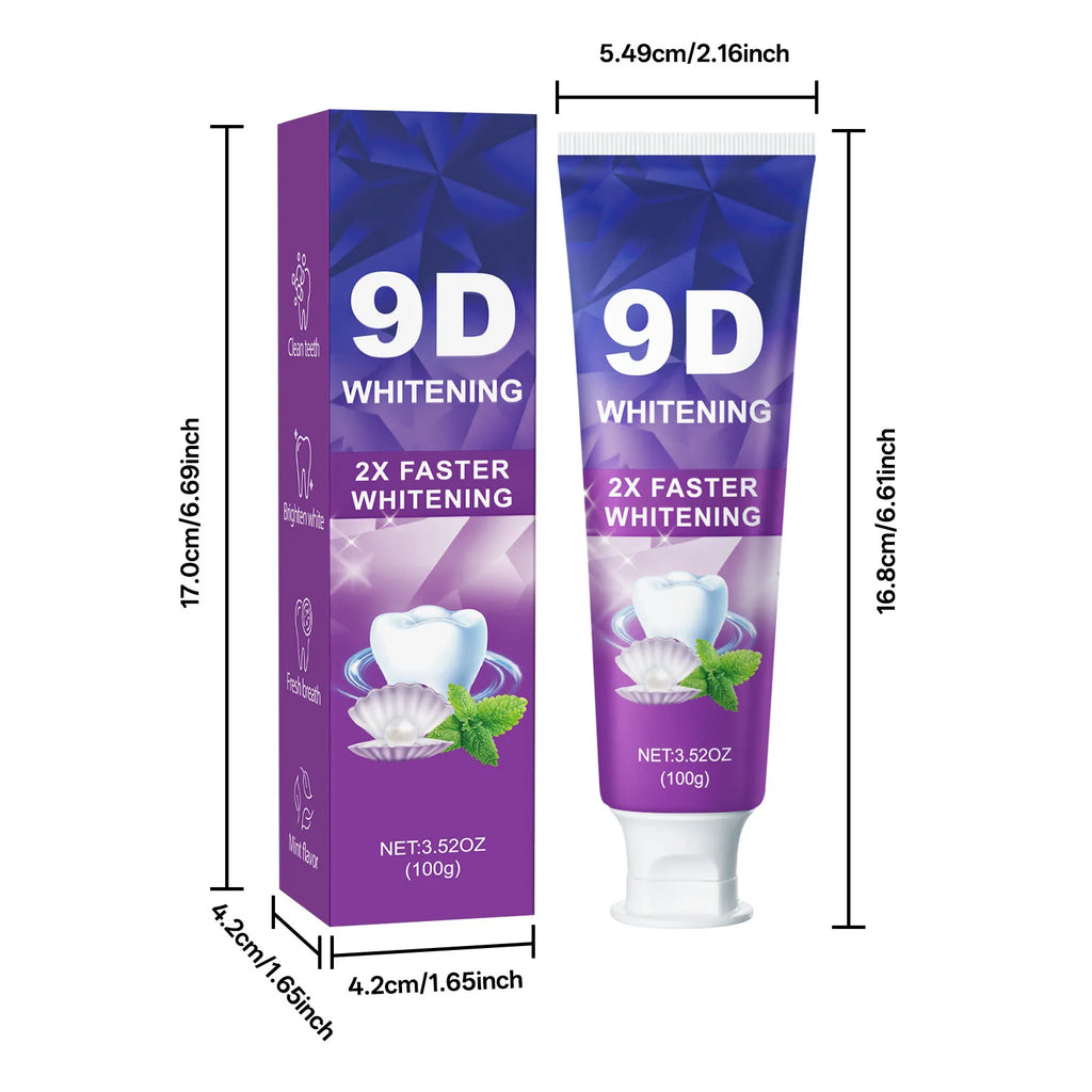 9D 5DPurple Teeth Whitening Toothpaste Remove Plaque Stains Cleaning Oral Hygiene Dental Bleach Tools Fresh Breath Beauty Health