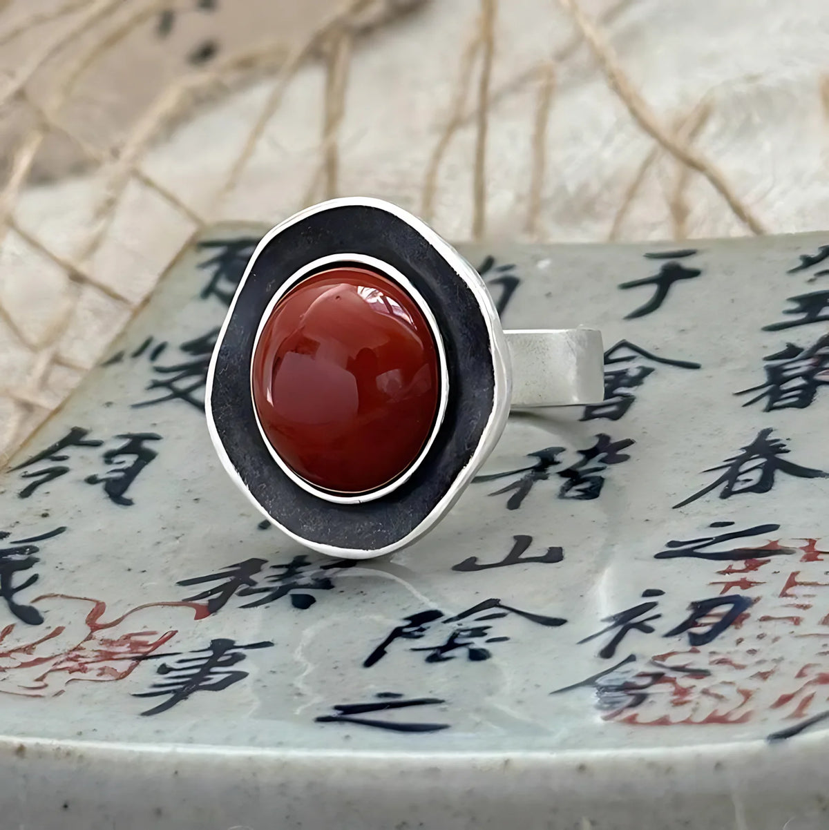 Bague Lotus en Argent Sterling 925 Femme – Texture Rétro & Ajustable | Cadeau Bijou