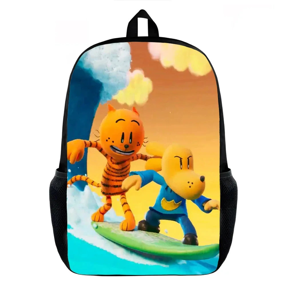 Dog Man Cartoon Backpack School Student Bags 40cm/15.7inch Zipper Book Bags Laptop Mochila Children's Birthday Gift