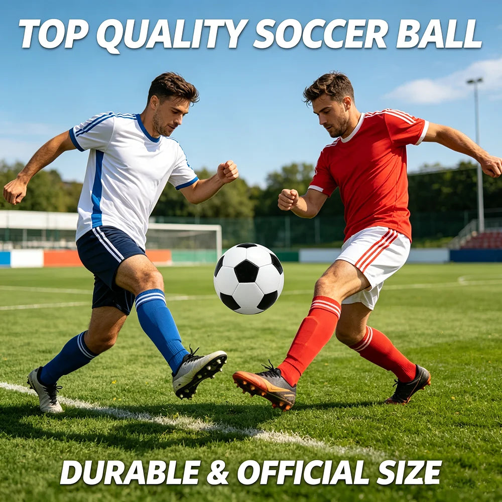 Ballon de Football Professionnel – Taille 3/4/5 | PU Résistant | Entraînement & Match