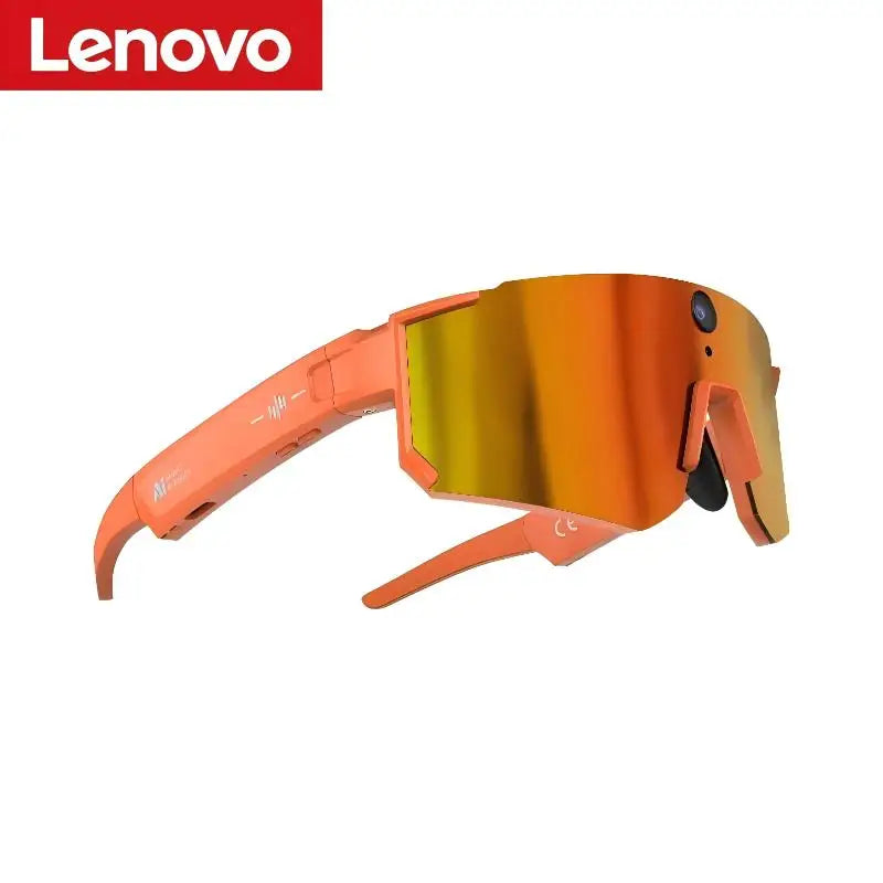 Lenovo AI Smart Glasses ChatGPT 800W HD Camera Anti-shake Cycling Video&Photo Sport Sunglasses Dual Mic 64GB Windproof Goggles