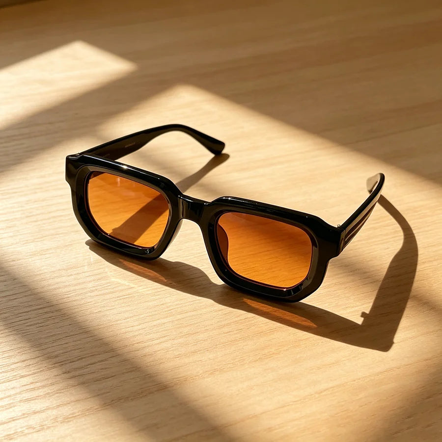 Lunettes de Soleil Rectangulaires Vintage – Style Rétro Mixte, à l'Unité ou Lot de 6