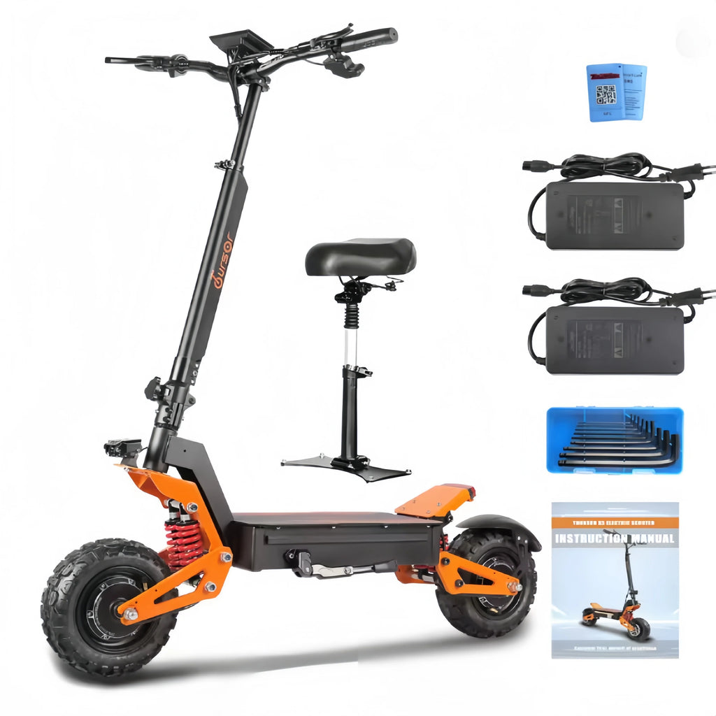 Trottinette Électrique TOURSOR X5 11" – Double Moteur 6000W, 85 km/h, 120 km d'Autonomie, Tout-Terrain Pliable