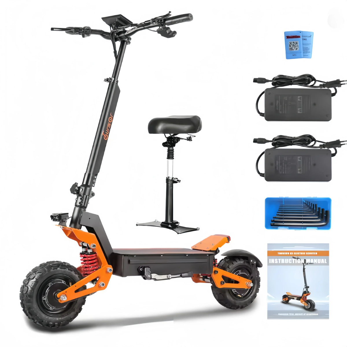Trottinette Électrique TOURSOR X5 11" – Double Moteur 6000W, 85 km/h, 120 km d'Autonomie, Tout-Terrain Pliable