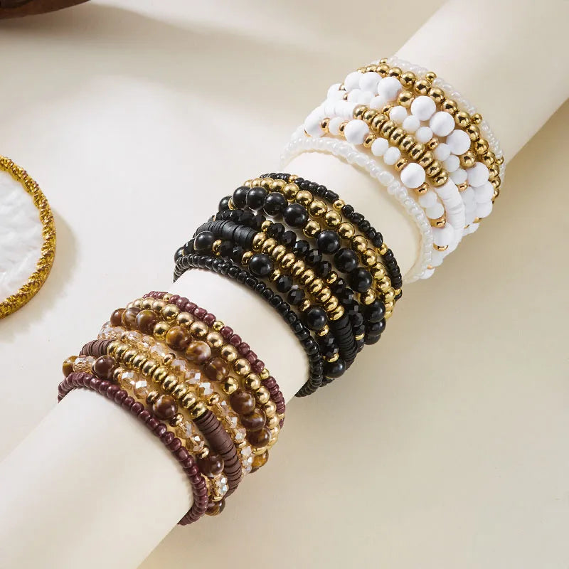 Lot 7 Bracelets Femme Bohème – Perles, Œil de Tigre & Cristal