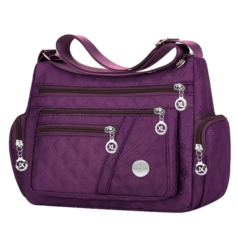Sac Bandoulière Femme Pomelo Best – Nylon Matelassé Imperméable, Multi-Poches, Bretelle Réglable, 3 Coloris