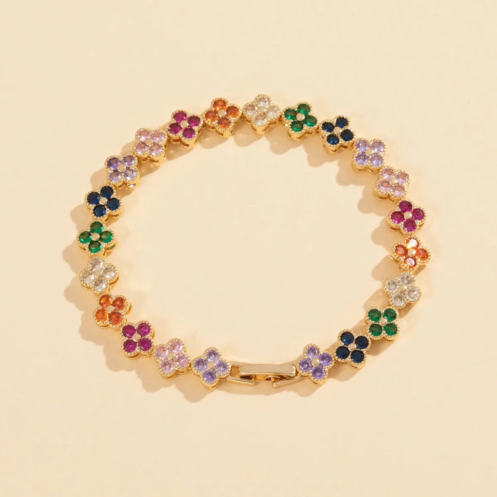 Bracelet Femme Fleur Porte-Bonheur Zircon – Style Chic & Élégant
