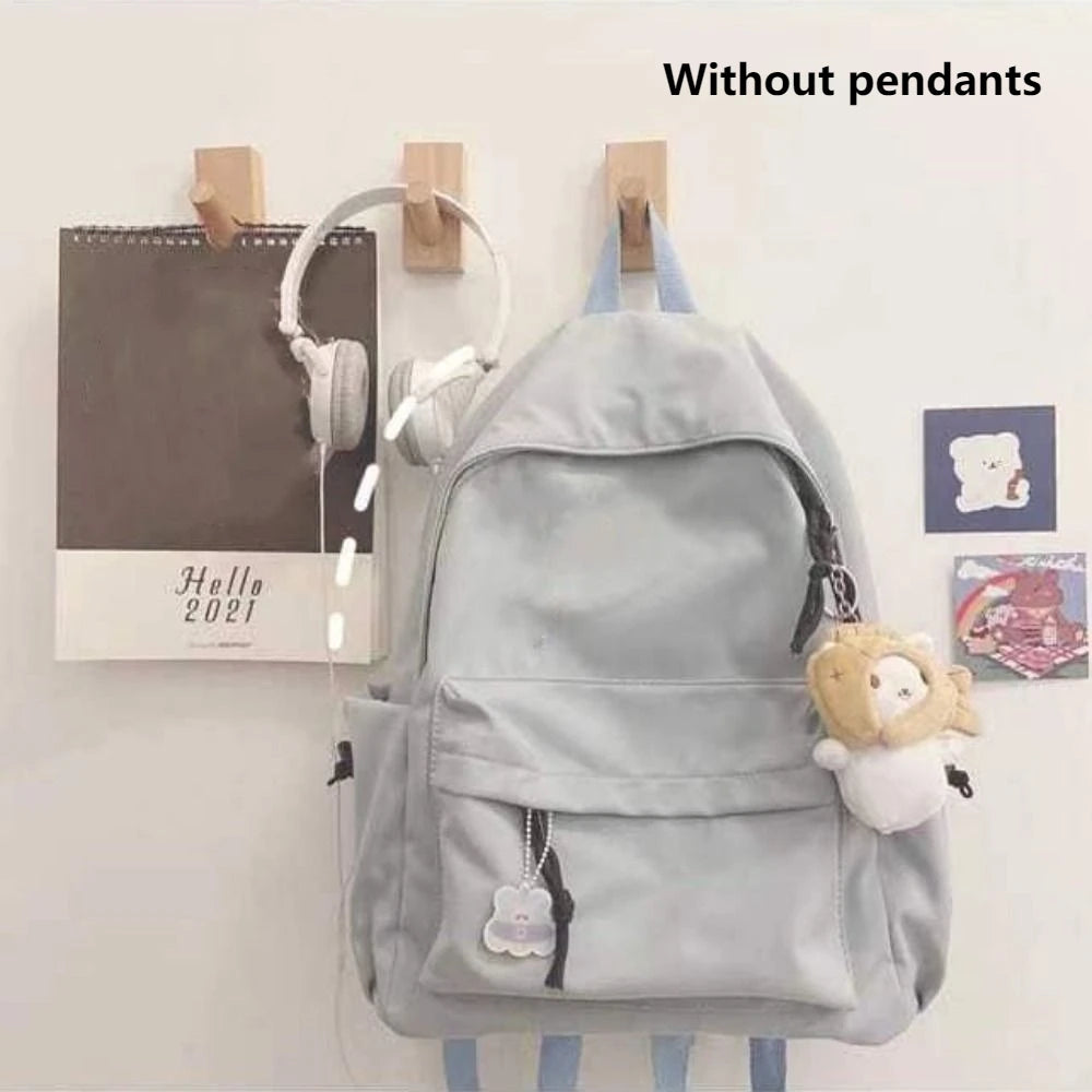 New Canvas School Backpack Daisy Embroidery Schoolbag Large Capacity Portable Travel Bag Teenagers