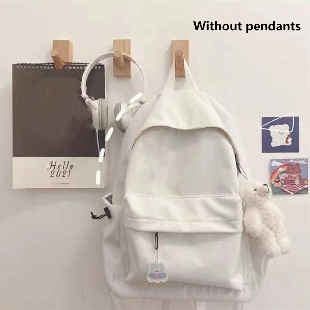 New Canvas School Backpack Daisy Embroidery Schoolbag Large Capacity Portable Travel Bag Teenagers