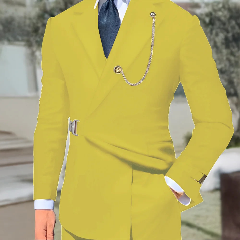 New Men's Suit 2-piece Business Formal Blazer Double-breasted Design Groom Tuxedo for Wedding XS-5XL Outfit
