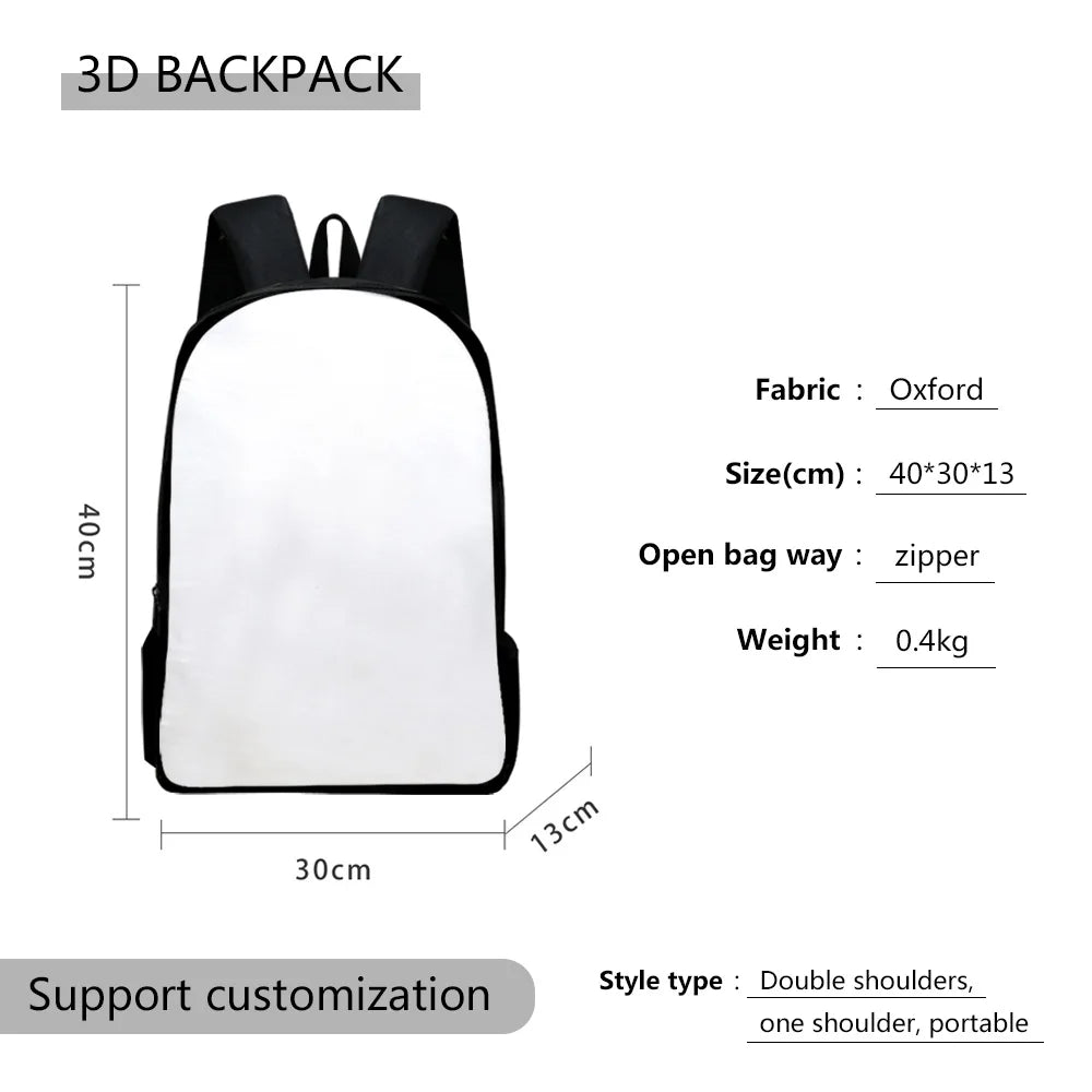 Sac à Dos Personnalisé – Votre Photo / Logo / Image | Oxford 3D Print | Unisexe