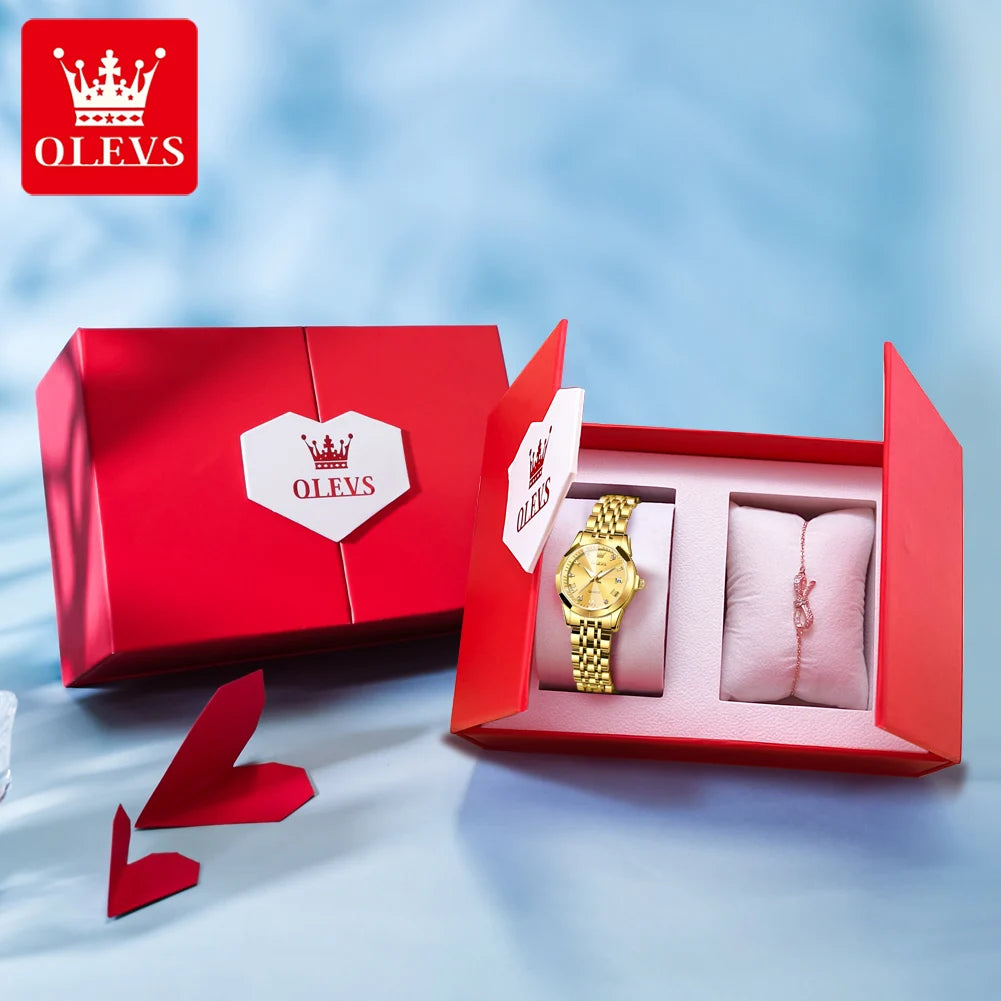 OLEVS 9931 Montre Femme Luxe – Quartz, Miroir Losange, Acier Inoxydable, Diamants, Étanche 3 Bar