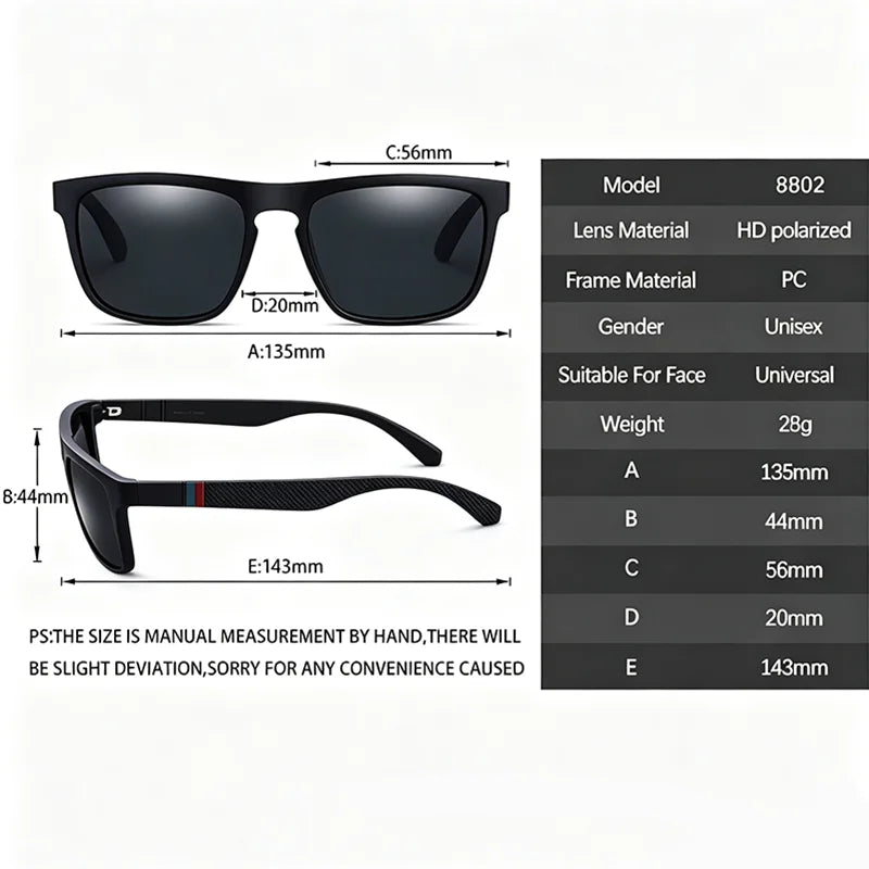 Lunettes de Soleil Polarisées Carrées KIDIN – UV400 Anti-Reflets (Modèle 1025)