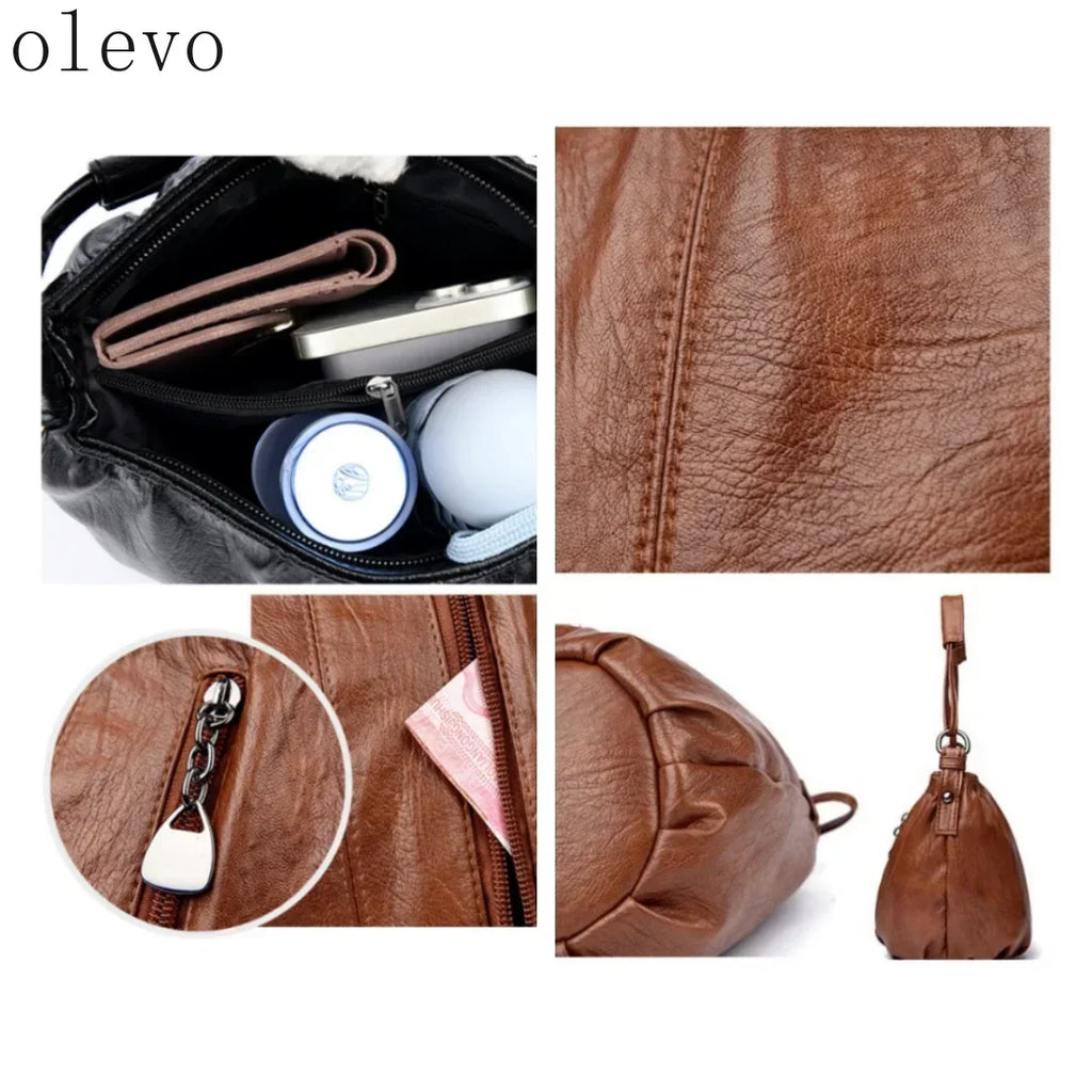 Sac Seau Bandoulière Style Rétro Grande Capacité – Cuir PU, 3 Coloris