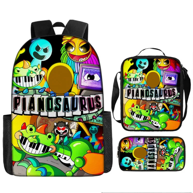3-piece Set Nightmare Backpack Doey Doughman School Backpack For Students Horror Pianosaurus Bookbag Penbag Yarnaby Shoulderbag