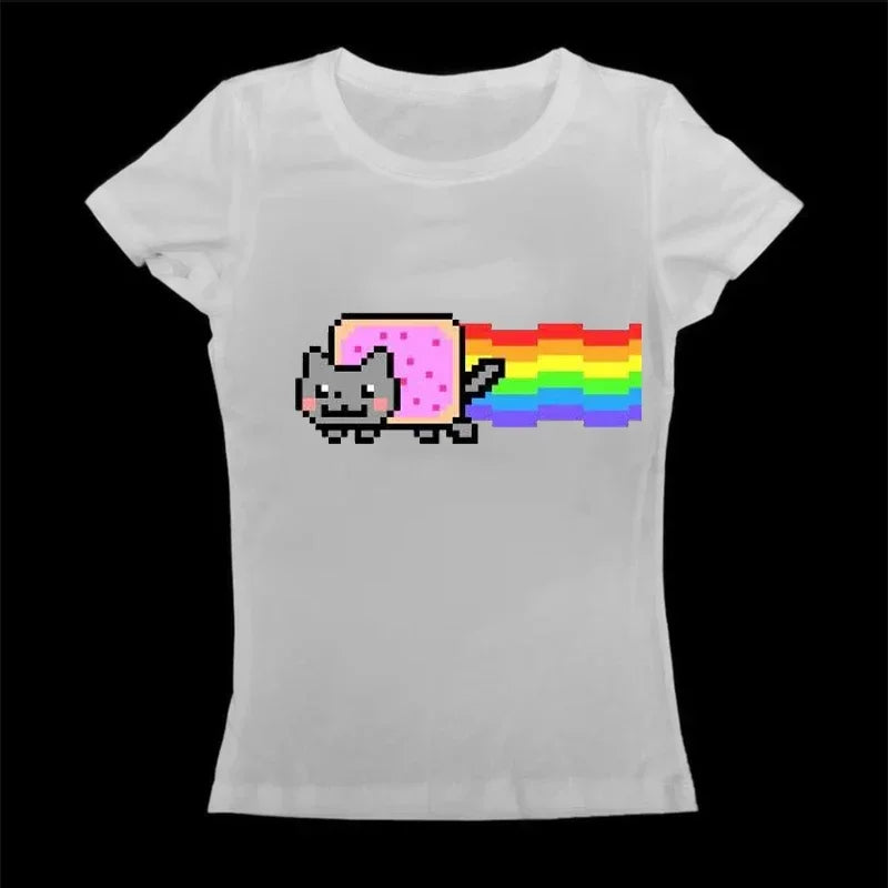 T-Shirt Esthétique Y2K Femme – Imprimé Lettres & Étoiles, Style Harajuku Rétro Gothique