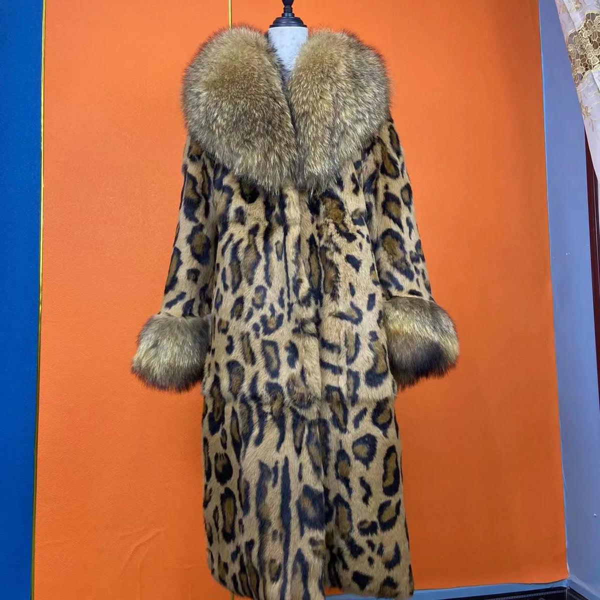 FURTJY – Manteau Femme Fourrure Naturelle de Lapin & Renard, Col Revers, Style Streetwear Chaud Hiver 2025