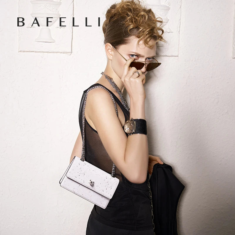Mini Sac Bandoulière Luxe BAFELLI – Chaîne & Cuir Véritable, Style Classique Femme