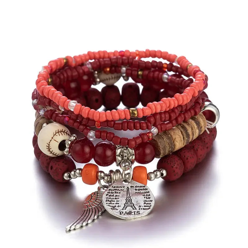 Set Bracelets Femme Bohème Arbre de Vie – Perles Bois & Glands