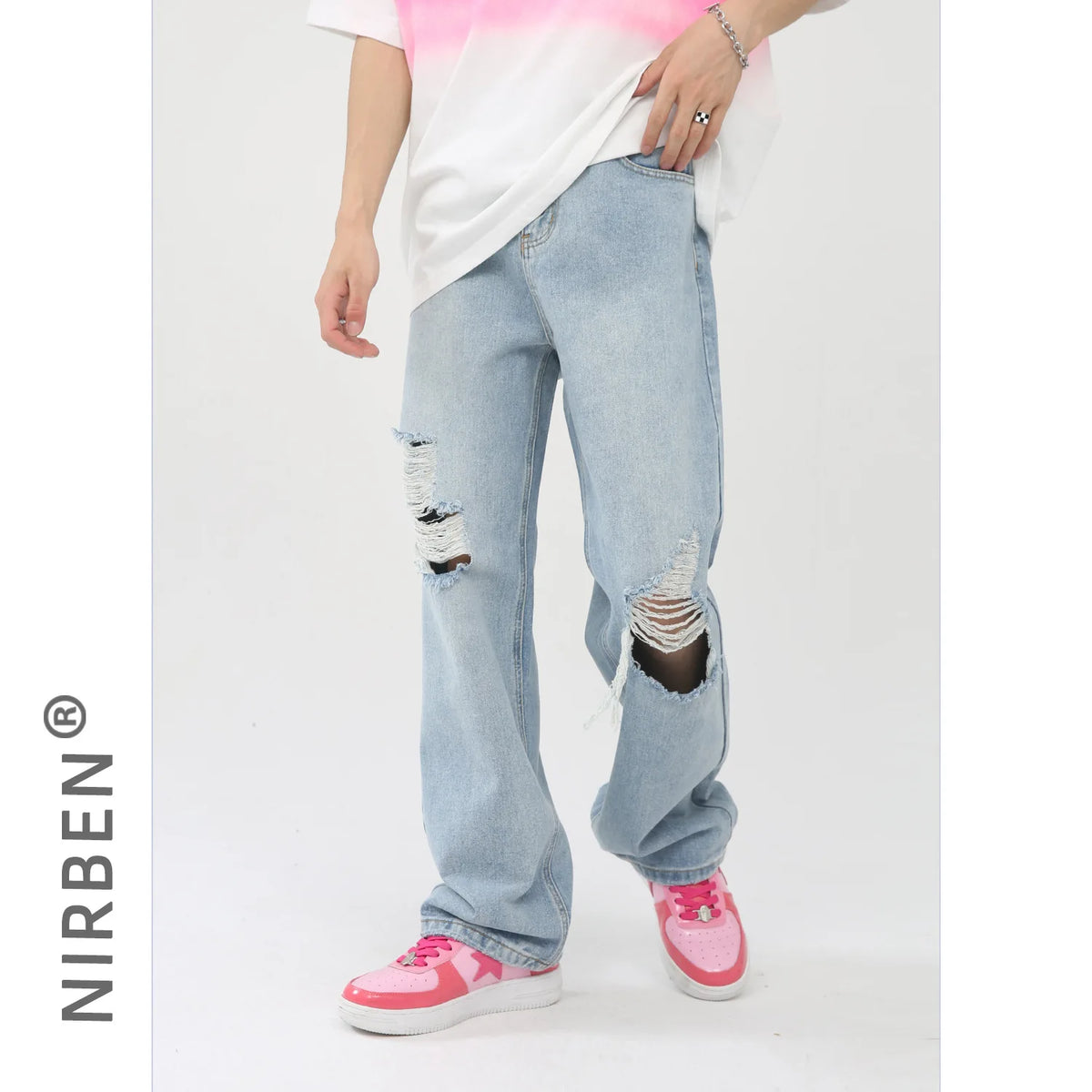 Jean Ripped Homme – Coupe Loose Lavé Longueur Longue | Style Streetwear Déstructé 2026