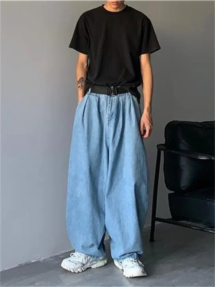Jean Large Ample Unisexe Style Y2K Streetwear – Bleu Foncé & Bleu Clair | Toutes Saisons