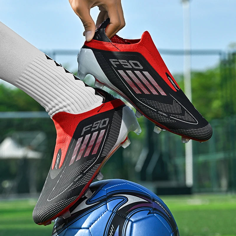 Men's Football Boots Without-lace Youth FG/TF Field Training Studded Fast Soccer Cleats Professional Non Slip Football Shoes