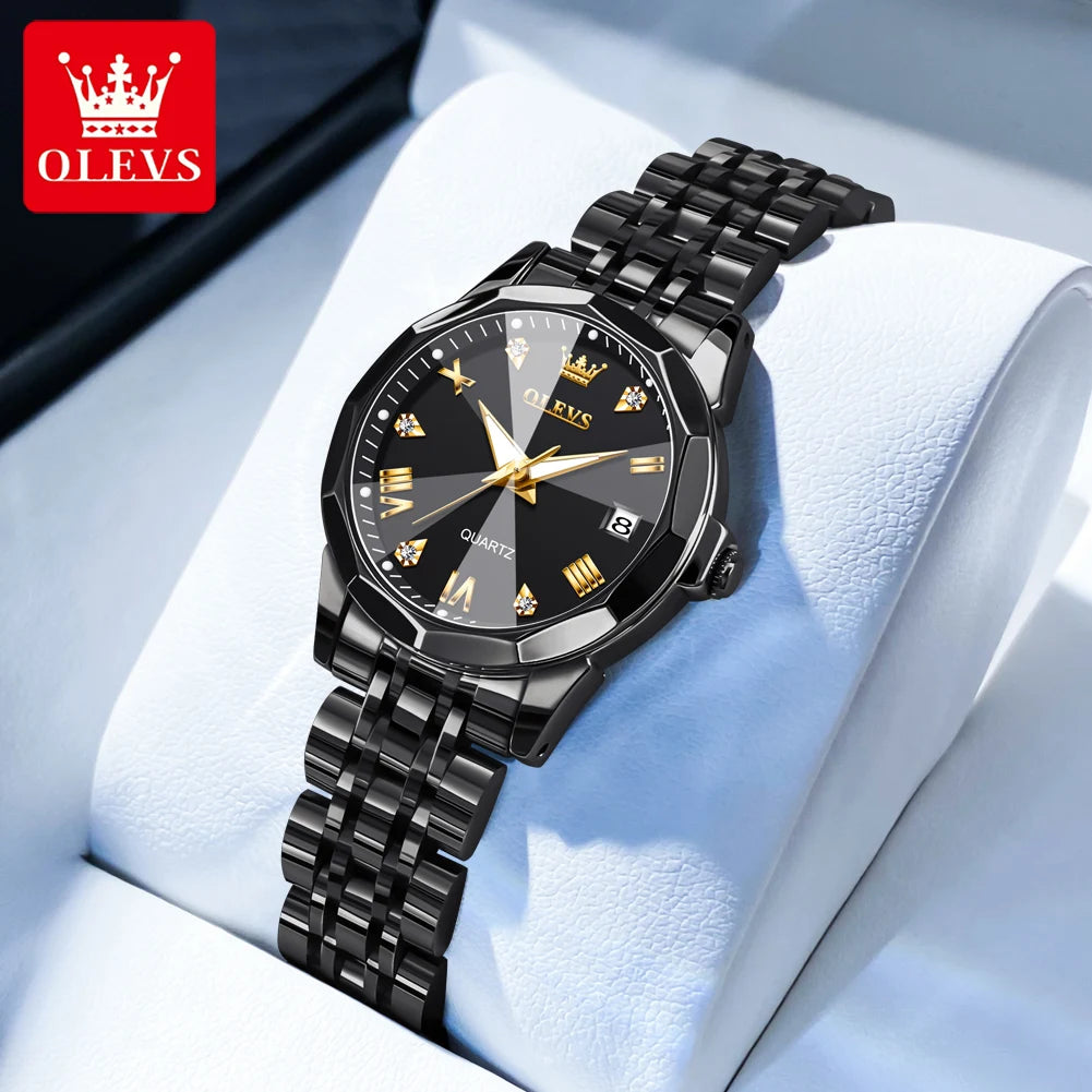 OLEVS 9931 Women's Watch Waterproof Luxury Diamond Quartz Watch For Women Roman Scale Calendar Luminous Elegant Woman Wristwatch