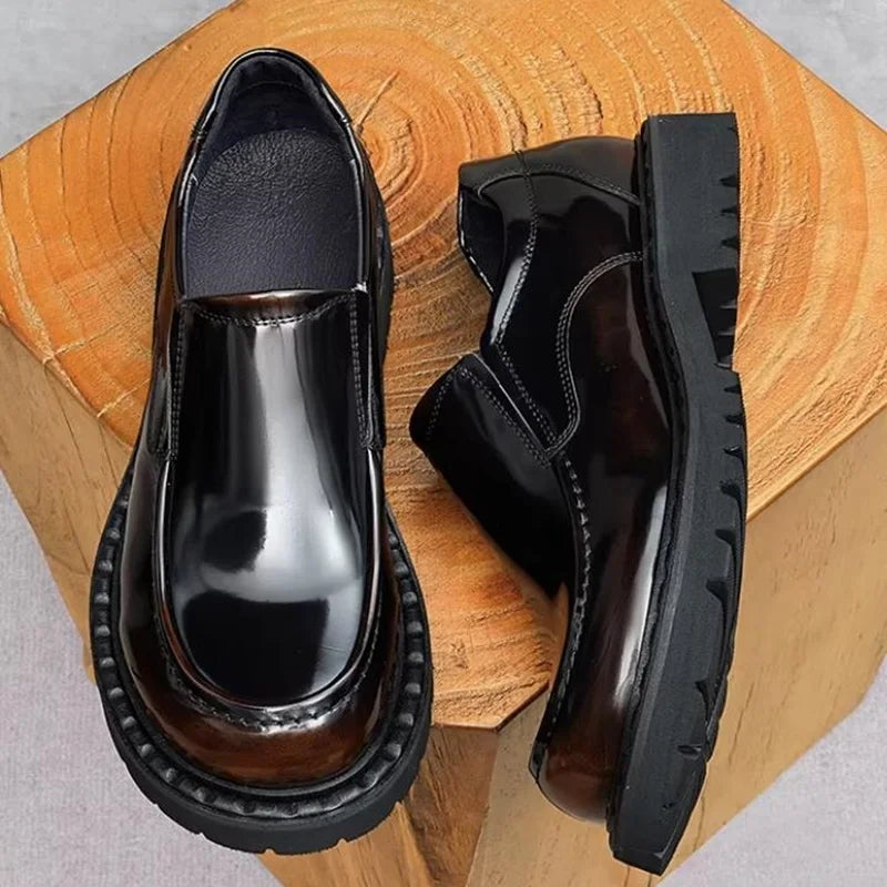 Mocassins en Cuir Véritable pour Homme – Semelle Épaisse, Fait Main, Imperméable
