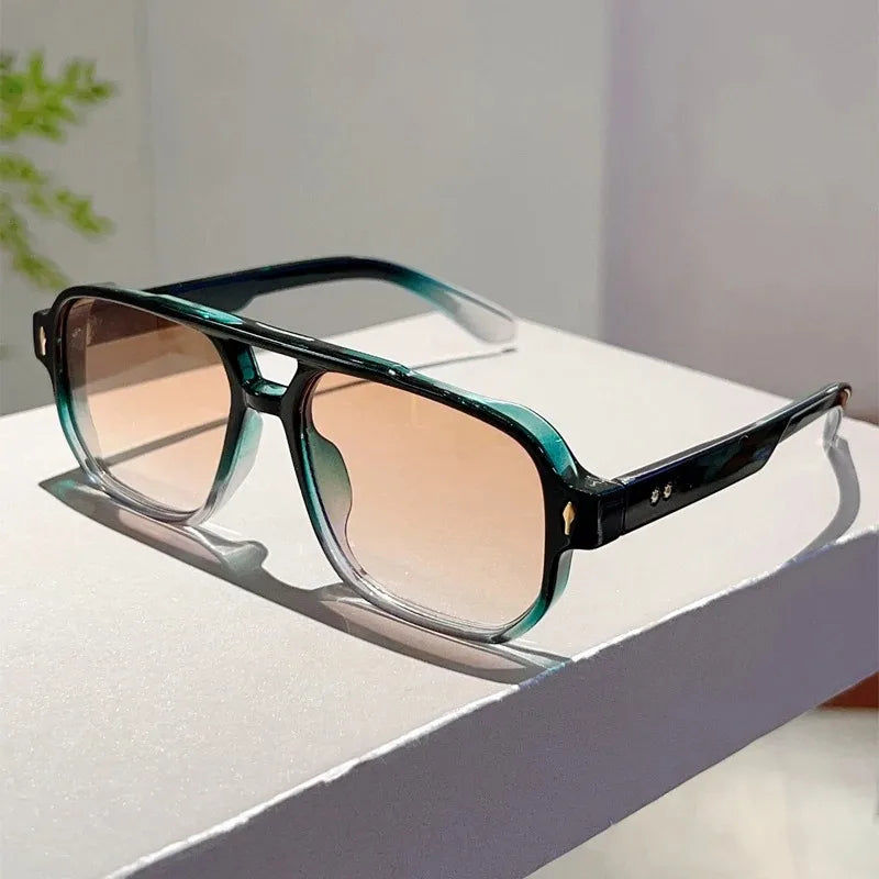 Lunettes de Soleil Vintage Double Pont Carrées UV400 – Femme & Homme