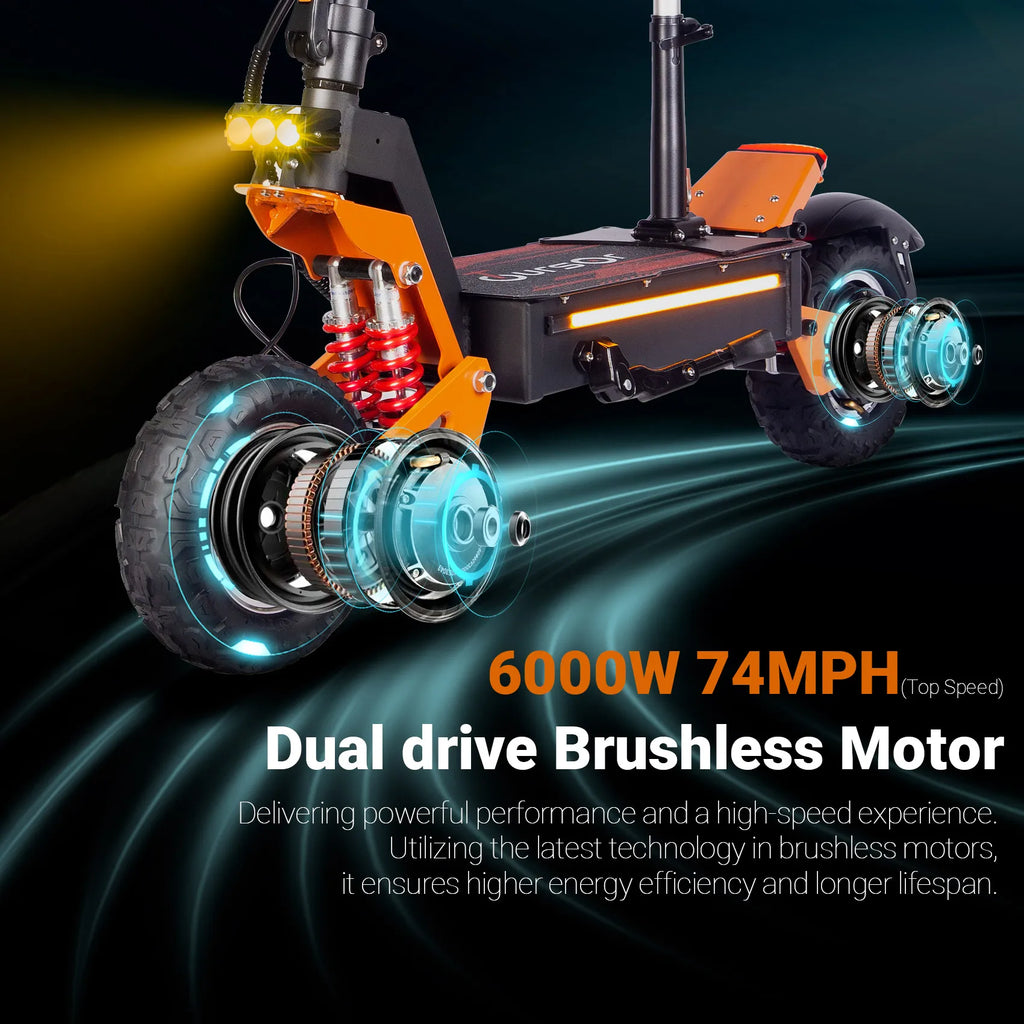 Trottinette Électrique TOURSOR X5 11" – Double Moteur 6000W, 85 km/h, 120 km d'Autonomie, Tout-Terrain Pliable