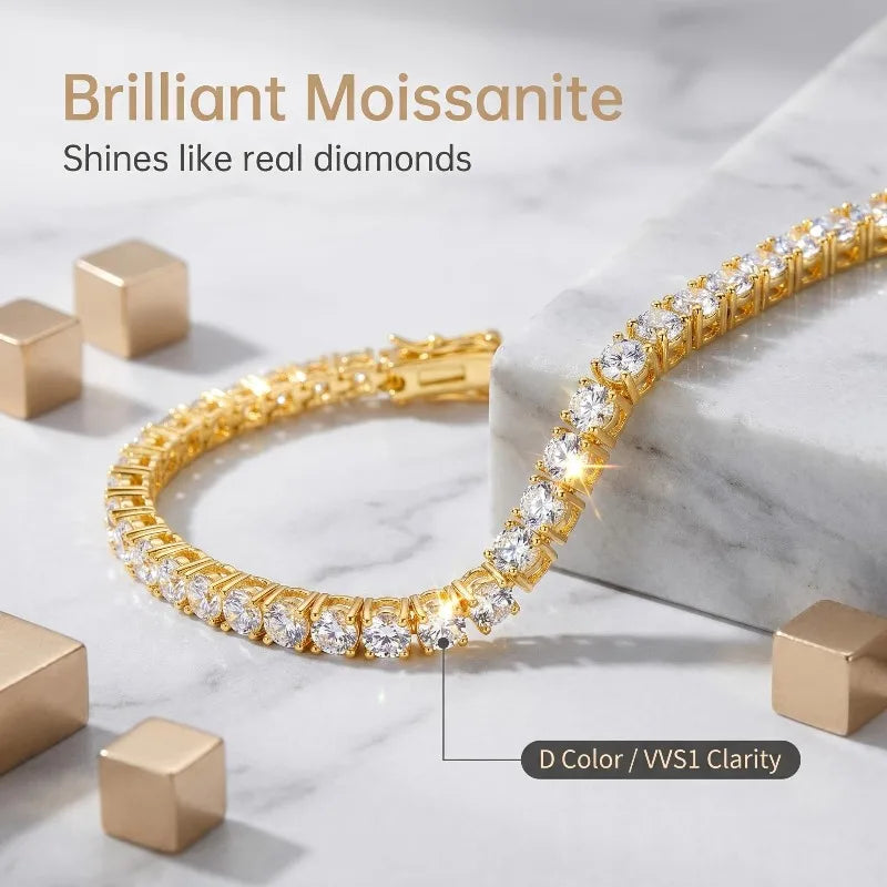 D VVS1 100% Moissanite Tennis Bracelets S925 Sterling Silver for Women Man High Quality Wedding Jewelry Accessories Fashion Gift