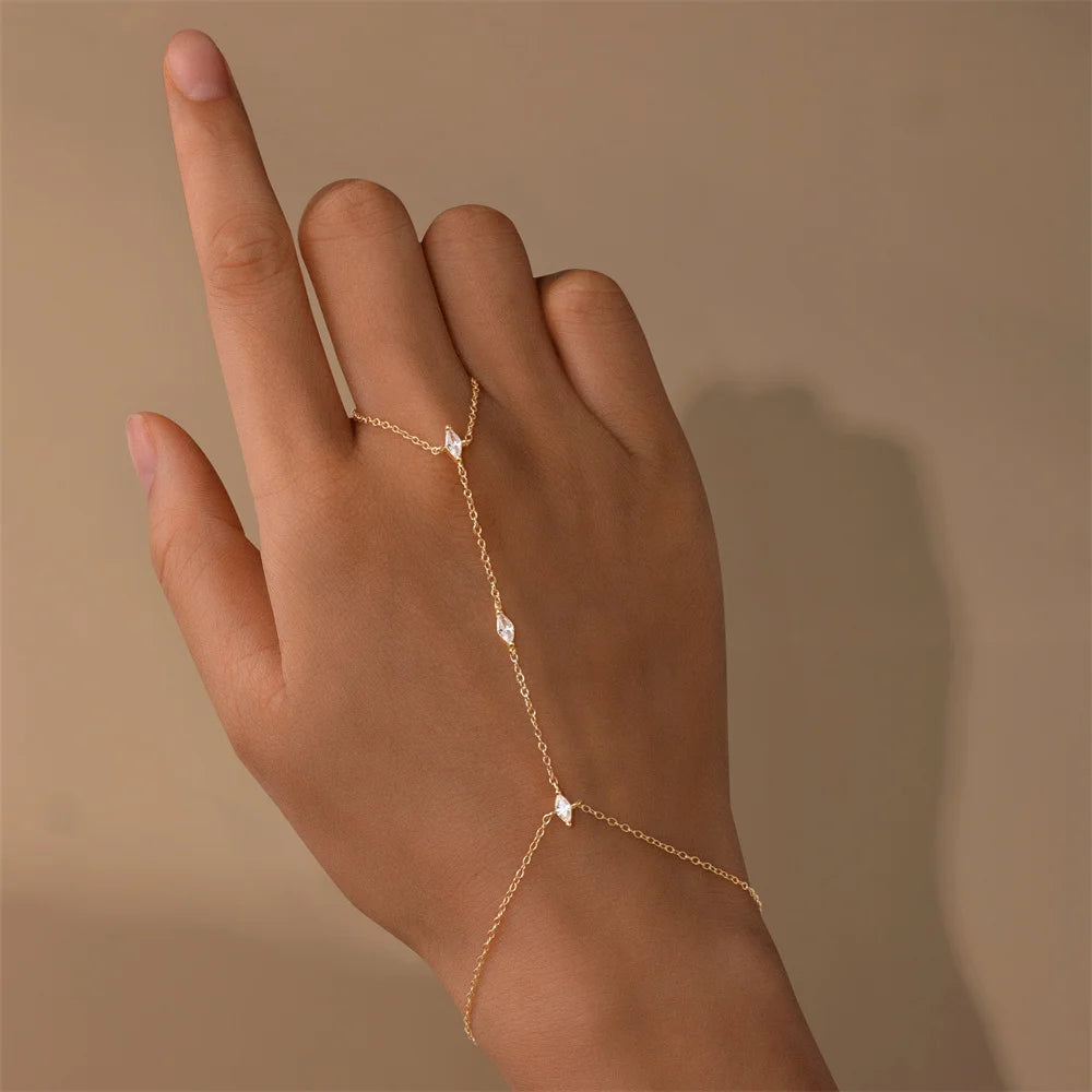 Bracelet Charme Femme en Argent 925 – Zircon Œil de Cheval & Chaîne Anneau | Or & Argent