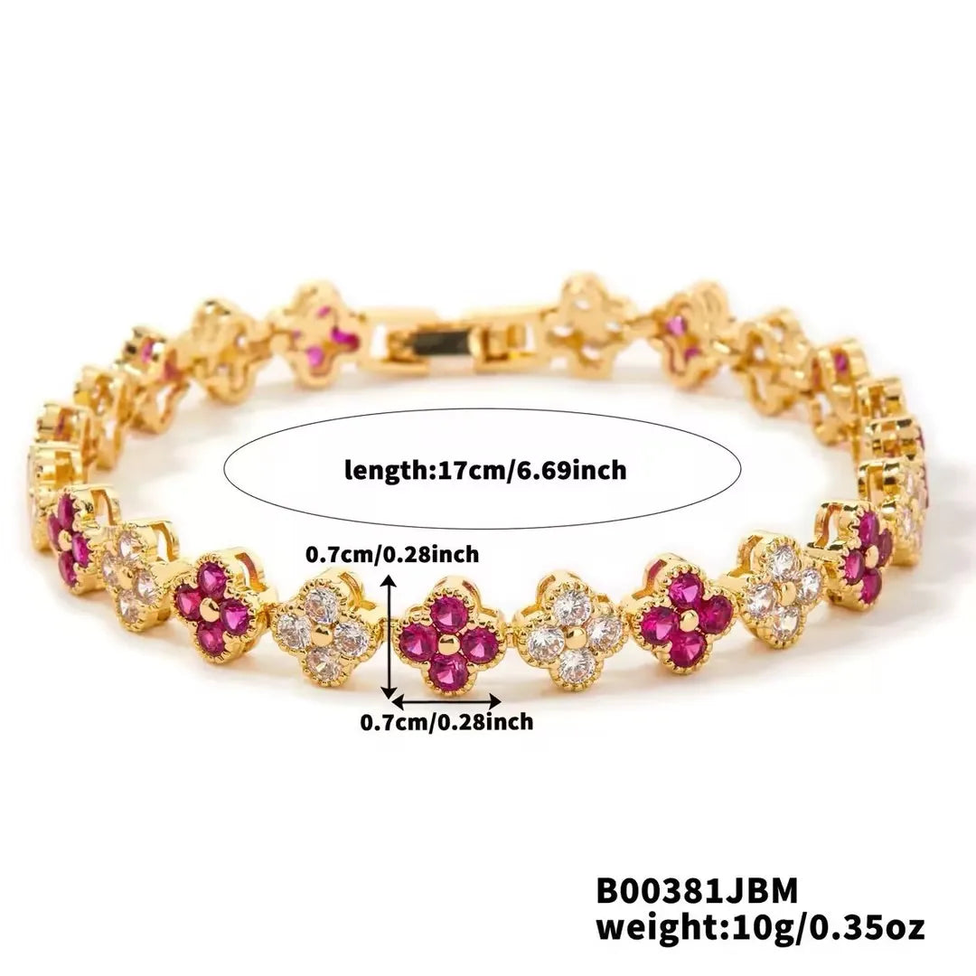 Bracelet Femme Fleur Porte-Bonheur Zircon – Style Chic & Élégant