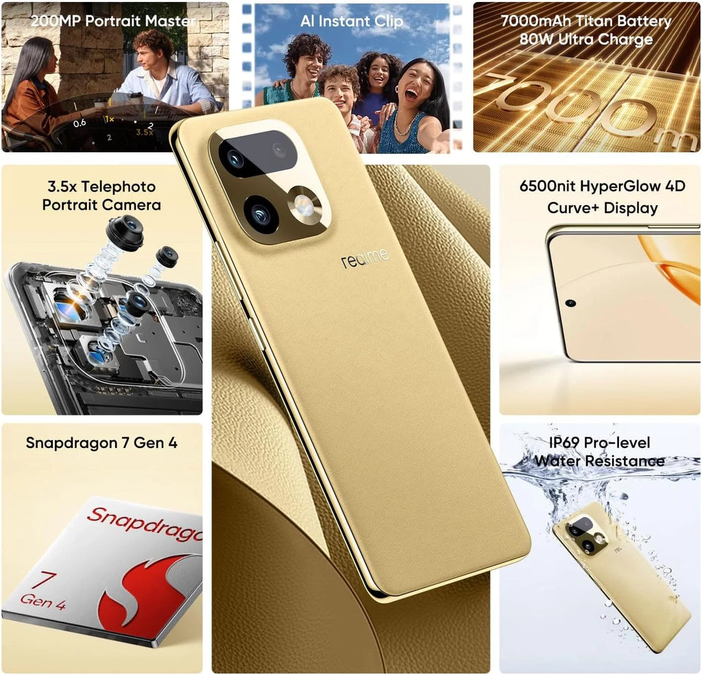 [EU Version] Realme 16 Pro Plus 5G Smartphone, 12+512 GB, Gray, 144Hz AMOLED, 7,000 mAh, 80 W SuperVOOC, 50+200 MP, Snapdragon 7 Gen 4, L