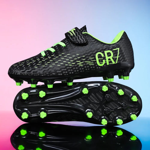 Chaussures de Football Enfant – Crampons Respirants avec Fermeture Scratch, Tailles 31-39