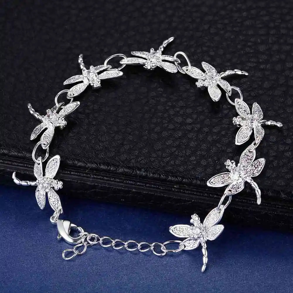 Bracelet Charm en Argent Sterling 925 – Chaîne Perlée Romantique pour Femme