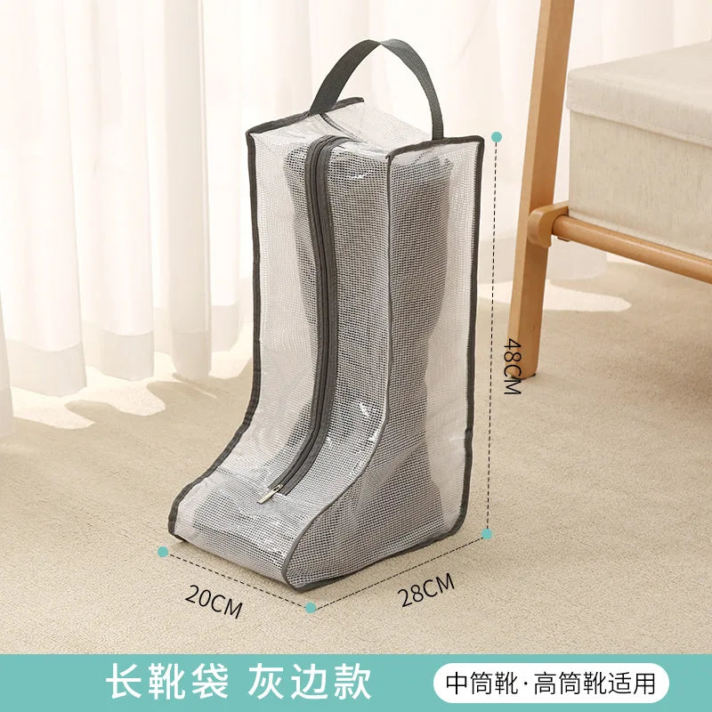 Winter Shoes Dust Cover Mesh Transparent Shoe and Boot Storage Bag with Zipper Portable Travel Dust Organizer Protector Bag