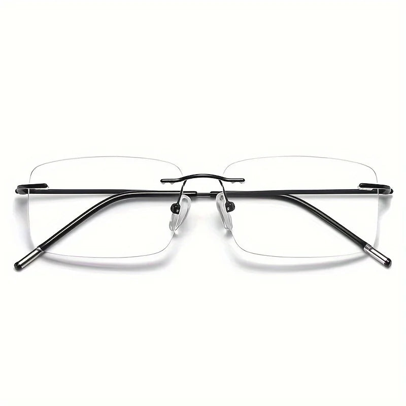 Ultra Light Tr90 Rimless Progressive Multifocal Reading Glasses Men Titanium Frame Anti Blue Light Presbyopic Eyeglasses 1.5