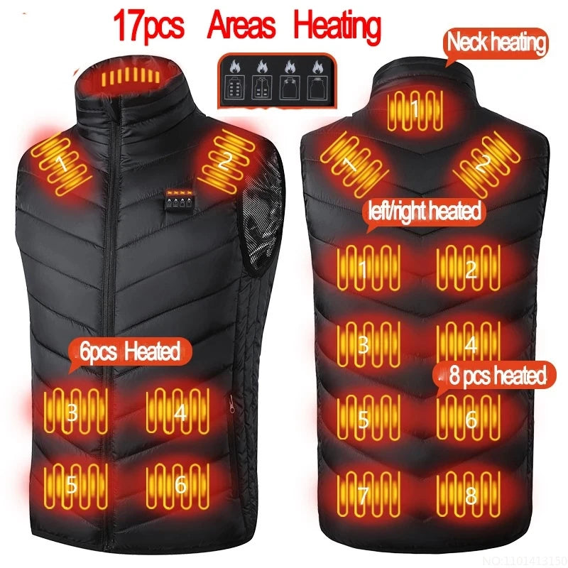 Gilet Chauffant Électrique USB – Homme & Femme, Multi-Zones, 3 Températures, Hiver